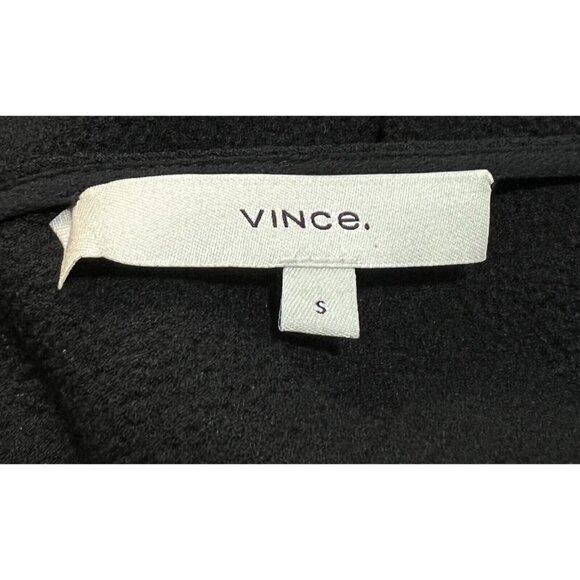 Vince Sz S Black Stretch Crepe Double V Neck Ruched Midi Dress - Picture 15 of 16